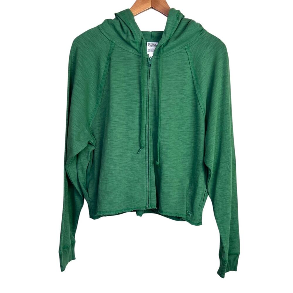 PINK Victoria's Secret Full Zip Hoodie Crop Lightweight Solid Green W's Medium